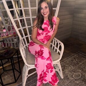 Commense Pink Floral Maxi Dress